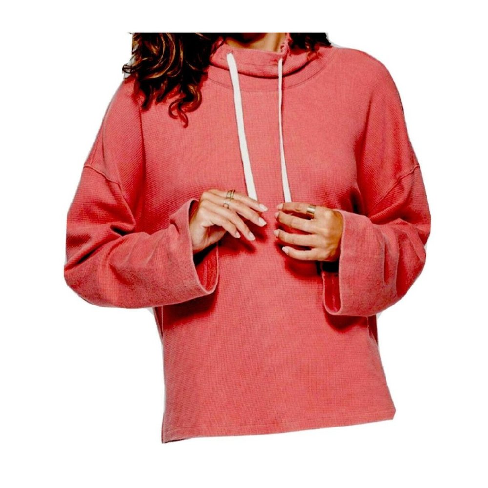 Mock Turtleneck Waffle Sweatshirt Women Medium Universal Thread Rose Dark Pink